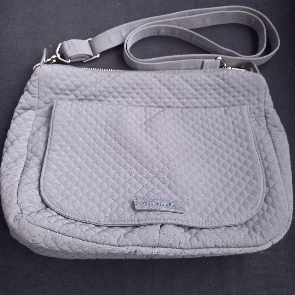 Vera Bradley Large Gray Quilted Hipster Crossbody Bag